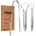 Nisate tongue scraps made of 100 % stainless steel for oral health and hygiene metal-tongue cleaner prevents bad breath hollow-shaped scraps with blunt edges for simple use 3 pieces