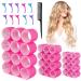 Hair Rollers for Long Hair, 47Pcs Jumbo Large Rollers Hair Curlers for Long Medium Short Hair Self Grip No Heat 3 Size with Clips Comb Rose Red 47 Piece Set