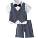 mintgreen Baby Boys 3 Pieces Outfit Gentleman Suit Set Shirt & Bowtie & Waistcoat & Shorts Size:1-6 Years 2-3 Years Navy Blue