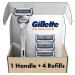 Gillette SkinGuard Razors for Men, 1 Gillette Razor, 4 Razor Blade Refills, Designed for Men with Skin Irritation and Razor Bumps 1 Razor + 4 Refills