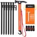 SPOFINE 6pcs Heavy Duty Tent Stakes with Hammer, Reflective Ropes, & Storage Bag - Camping Accessories Kit for Hiking, Backpacking - Orange+Black - Buy Online on GoSupps.com