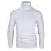 Derminpro Men's Slim Fit Soft Turtleneck Long Sleeve Pullover Lightweight T-Shirt Large White-regular