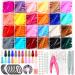 Qinzave 24 Colors Long Coffin Full Cover Press On Nails Tips 576PCS Long Press On Nails with Rhinestones  Adhesive Nail Striping Tapes  Nail Stickers  Long Press On Coffin Fake Nails with Nail Glue