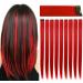 Rhyme 9PCS 21" Colored Clip in Hair Extensions Red Hair Extensions for Girls Clip in Red Hair Clips Hair Extensions for Girls Woman Party Highlights Red hair Accessories (Red)