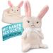 Babykajo baby blanket - 2in1 cuddly blanket is rolled up into a cuddly toy - perfect baby gift for birth for boys and girls!Baby blanket personalized.Hare