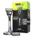 Gillette Mens Razor with Exfoliating Bar by GilletteLabs, Shaving Kit for Men, Includes 1 Handle, 2 Razor Blade Refills, 1 Premium Magnetic Stand 1 Handle + 2 Refills