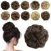 Sofeiyan hair part hair tendrils updos Unordered ponytail chignon wavy untidy chignon hairstyles hair extensions for women darkest brown & bright auburn mixed 40g darkest brown & light Auburn mixed
