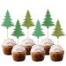 Rsstarxi 24 Pack Christmas Tree Cupcake Toppers Glitter Watercolor Assorted Xmas Green Christmas Cupcake Picks for Winter Holiday Baby Shower Birthday Christmas Party Cake Decorations Design 22