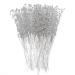 60 Pieces Pearl Stick Stems Bouquets  4mm Bead String Garland Beaded Spray Filler Floral Arrangements Tree Picks Wedding Party Decoration (Silver)