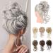 REECHO Messy Bun Hair Piece Tousled Updo Elastic Hair Bun Hair Piece for Women Synthetic Messy Hair Bun Donut Accessories Scrunchies - Grey/Brown/Silver/White Mixed