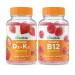 Lifeable Vitamin D3 + Vitamin K2 + Vitamin B12 Gummies Bundle - Great Tasting Vitamin Supplement Gluten Free GMO Free Chewable Gummy