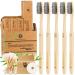 Bamboogaloo Premium bamboo toothbrushes |5 pack with free bamboo cotton swab |Organic wood toothbrush |Soft charcoal bristles |Biologically degradable plastic -free box environmentally friendly