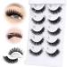 wiwoseo Self Adhesive Eyelashes No Glue Needed False Lashes Natural Look Lash Extensions Reuseable Self Adhesive Lashes Waterproof Wispy Fluffy Lashes without Glue 5 Pairs C-16MM clear band