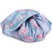 Intirilife Gray Pink Flamingo Cosmetic Bag - 62x54cm Round Travel Organizer with 2 Inner Zip Compartments for Makeup - Stylish Cultural Design - Buy Online on GoSupps.com