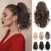 REECHO Ponytail Extension Claw Clip in Ponytail Hair Extensions 12 Inch Short Curly Ponytail Natural Wavy Synthetic Hairpiece for Women Dark Chocolate Brown 12 Inch Dark Chocolate Brown
