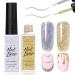 Makartt Liner Gel Nail Polish 2 Colors Glitter Silver Golden Gel Nail Art Paint Soak Off UV Curing Built in Thin Nail Brush DIY Art Design Home & Nail Salon Manicure Drawing Kit 2 Colors Glitter Collection 8 ml-(Pack of Two)