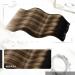 Moresoo Ombre Clip in Human Hair Extensions Natural Black to Dark Brown with Golden Blonde Highlights 24 Inch 7 Pieces - Buy Online on GoSupps.com