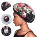 KimKSlay Satin Bonnet for Sleeping Hair Bonnet for Women Shower Cap Hair Bonnet for Braids  Long Hair  Dreadlocks  Curly Hair Large  Double Layer  Reversible  Adjustable Satin Cap (Black Flowers)