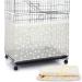 Adjustable Bird Cage Net Cover Large Birdcage Seed Feather Catcher Bird Cage Skirt Guard Birdcage Nylon Mesh Net for Parrot Parakeet Macaw Round Square Cage Daisy Design White X-Large
