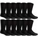 12 Pairs of Yacht & Smith Men's Value Pack of Ring Spun Cotton Crew Diabetic Nephropathy Socks Large 12 Pairs Mens Black
