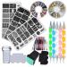 Nail Art Stamping Plate Kit Flower Geometric Image Stamping Template Stamper Scraper Rhinestones Decorations Mandala Dotting Pen Nails Striping Tape Manicure DIY Style B