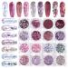 Gzmayuen 16Pcs Holographic Nail Glitter Powder Set - Chunky Sequin Flakes for Stunning Nail Art - Pink Violet Red - Buy Online on GoSupps.com