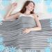 Ailemei Cooling Blanket for Hot Sleepers Double Sided Cold Effect Twin/Full Size Lightweight Breathable Summer Blankets for Bed Transfer Heat to Keep Body Cool for Night Sweats 60"x90" Grey Stripe Twin 60"x90"