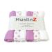 MuslinZ 6pk Baby Muslin Square Burp Cloth Star Mix 100% Cotton 70x70cm (Violet)