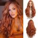 OUFEI Long Wavy Ginger Wigs for Women Natural Synthetic Hair Heat Resistant Wigs for Daily Party Cosplay Wear