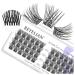 Beyelian single eyelashes C curl cluster eyelashes cluster lashes 48 pcs 0.07mm 12mm diy eyelash extensions individual lashes at home super thin transparent band (twin flowers) 48 pieces (1 Pack) C-clear-12mm twin flowers