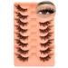 Half Lashes Fluffy False Eyelashes Cat Eye Lashes Mink Wispy Thick Fake Eyelashes 3/4 Corner Lashes with Clear Lash Band by Zegaine 8 Pairs Natural Lash Pack A-Natural