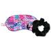 iscream + Corey Paige Designs Silky Satin Fully Lined Sleep Mask and Matching Scrunchy Set - Love to Dance