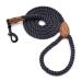 Mile High Life Braided Cotton Rope Leash with Leather Tailor Handle and Heavy Duty Metal Sturdy Clasp (Blue Green 4 FT) 48 Inch (Pack of 1) Blue Green