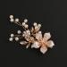 Bridal Flower Hair Clip with Faux Pearls - Rose Gold Handmade Headpiece for Wedding, Brides, Bridesmaids - Buy Online on GoSupps.com