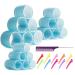 Jumbo Hair Rollers Hair Curlers. 2.5 inch Velcro Rollers, Large Self Grip Hair Curlers for Long Hair, Big Hair Rollers for Long Hair. No heat Curlers Hair Rollers with Clips & Comb. Blue-18