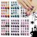 Kalolary 144 PCS Halloween Kids False Nails Press On Children Nails kids Full Cover Short Fake Fingernail Kit Halloween kids Fake Nails with Skull Bat Ghost Pattern for Girls Nail Art Decoration Spider Bat White Ghost