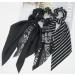 Black Floral/Striped Scarf Scrunchie Set - 5pcs Chiffon/Silk Hair Ties for Women - Buy Online on GoSupps.com