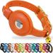 Oopsdoggy Airtag cat collar made of leather with bells not tearable with Apple Airtag holder light GPS pet collar for girls boys cats small dogs puppies (orange)