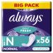 Always Dailies Fresh Panty Liners Women Normal (56 Pads) Big Pack Unscented Breathable Flexible 56 pieces (1 pack) NEW