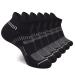 Cooplus Mens Cotton Athletic Ankle Socks Performance Cushioned Breathable Low Cut Tab Sock with Arch Support (6 Pairs) Black-grey-6pairs