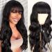 Body Wave Wigs with Bangs Human Hair Wigs for Black Women None Lace Front Wigs 150% Density Brazilian Virgin Hair Glueless Machine Made Wig Natural Color(20 Inch  Body Wave) 20 Inch Body Wave
