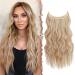 Feshfen Secrets hair extensions long corrugated hair extension invisible secret hair exension synthetic hair unifacious hair parts for women copper chestnut brown 50 cm honeyblond & platinum blonde 50 cm-m18 honeyblond & platinum blonde-m18