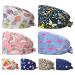 VIAOLI Working Caps with Buttons,Adjustable Turban Cap Beauty Pet Shop Spa Uniform Hat Sweatband Cute Printed Cap Sp-8pcs-j