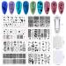 LIZIF Nail Stamping Plate Kit,1 Nail Stamper, 8 nail art stamp plates, 2 scrapers, nail art stamp kit template for