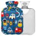 NAANLE CARTOON BEAR Trucks Heat bottle with cover Transparent hot water bottle 1L heat bottle for bed Handfoot Warmer pain relief heat and cold therapy
