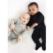 Ribbed Cotton Zip-Up Baby Sleepsuit | Unisex Newborn Clothes 3-6 Months Black - Buy Online on GoSupps.com