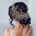Eiaork Rhinestone Wedding Headpiece Leaf Bridal Headband Hair Vine Wedding Hair Accessories for Bride and Bridesmaids(Gold)