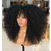 Sweece Long Curly Afro Wig with Bangs for Black Women - 18 Inch Black Kinky Curly Hair Synthetic Wig - Buy Online on GoSupps.com