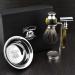 Simulated Horn and Nickel 4 Pieces Men's Shaving Set with De Safety Razor(Blades Not Included) Razor & Black Synthetic Hair Brush Newly Designed by HARYALI LONDON