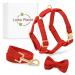 Dog harness in H-shaped with multiple position leash and loop made of velvet dishes for small medium and large dogs premium harness (red m) m red